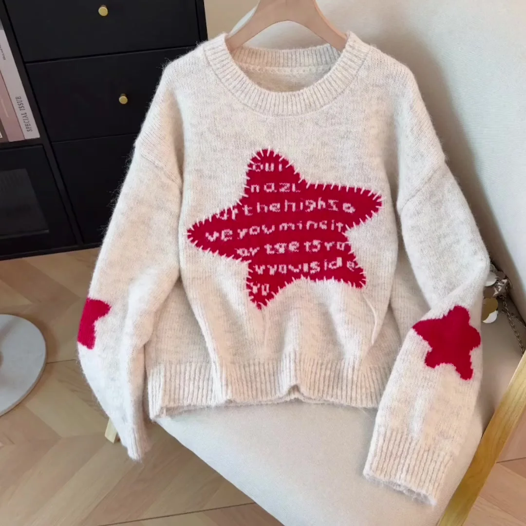 Женский абрикосовый вязаный пуловер с круглым вырезом, свитер со звездами, винтажный джемпер, вязаный кашемировый свитер с длинными рукавами, осенне-зимняя одежда 2000-х годов
Женский абрикосовый вязаный пуловер с круглым вырезом, свитер со звездами, винтажный джемпер, вязаный кашемировый свитер с длинными рукавами, осенне-зимняя одежда 2000-х годов