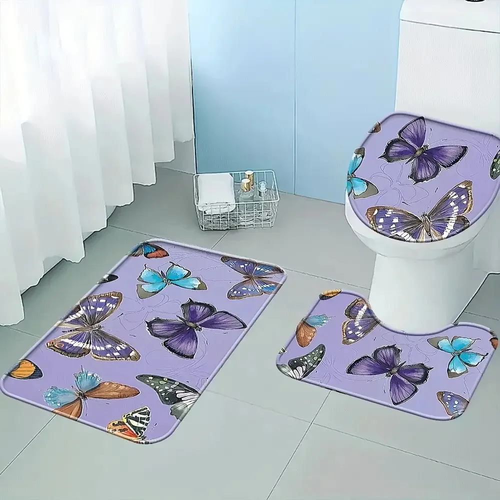 Purple Butterfly Bath Set Three Piece Mat Toilet Lid Cover and U Shaped Rug Soft Flannel Non Slip for Elegant Bathroom Decor
Purple Butterfly Bath Set Three Piece Mat Toilet Lid Cover and U Shaped Rug Soft Flannel Non Slip for Elegant Bathroom Decor