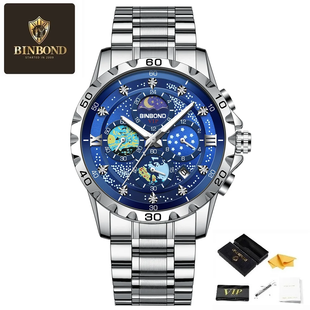BINBOND Men's Van Gogh Starry Sky Quartz Watch Business Watch Waterproof Small Three Pin Watch Display Date Night Light Pointer 
BINBOND Men's Van Gogh Starry Sky Quartz Watch Business Watch Waterproof Small Three Pin Watch Display Date Night Light Pointer