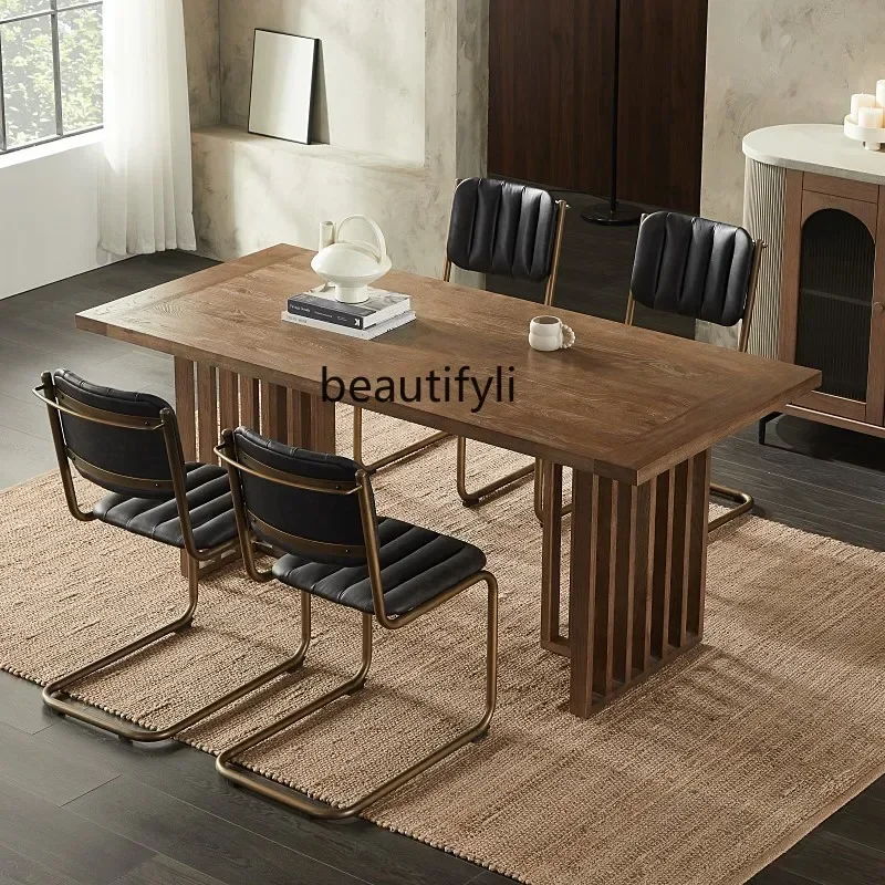 Nordic solid wood dining table rectangular retro old table and chair combination modern simple dining table
Nordic solid wood dining table rectangular retro old table and chair combination modern simple dining table
