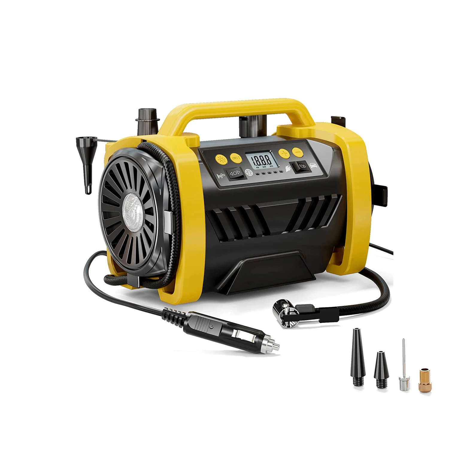 110V 230V Car 12V Portable Air Compressor Pump Tire Inflator with Adaptors for Car Truck Bicycle Balls
110V 230V Car 12V Portable Air Compressor Pump Tire Inflator with Adaptors for Car Truck Bicycle Balls