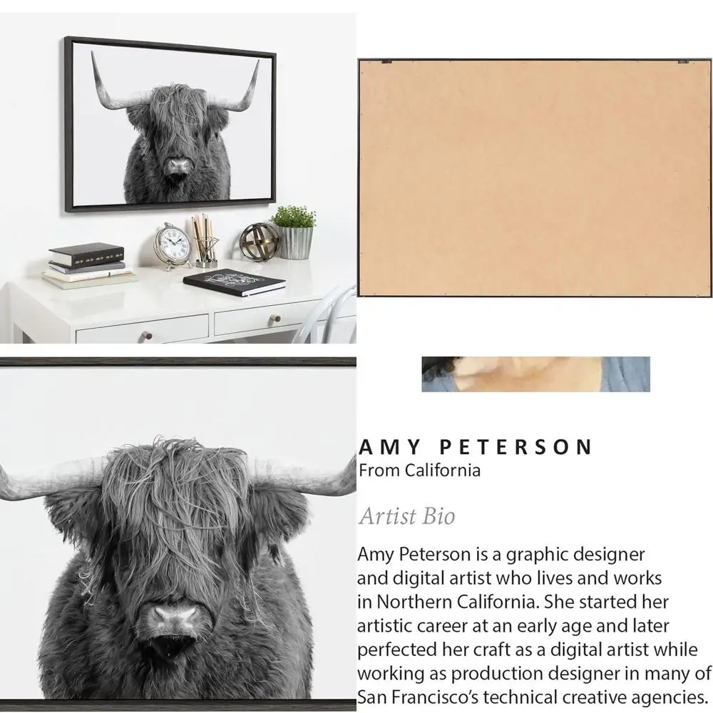 Искусство коровы Еми Петерсона: серый холст 23x33 для домашнего декора
Искусство коровы Еми Петерсона: серый холст 23x33 для домашнего декора