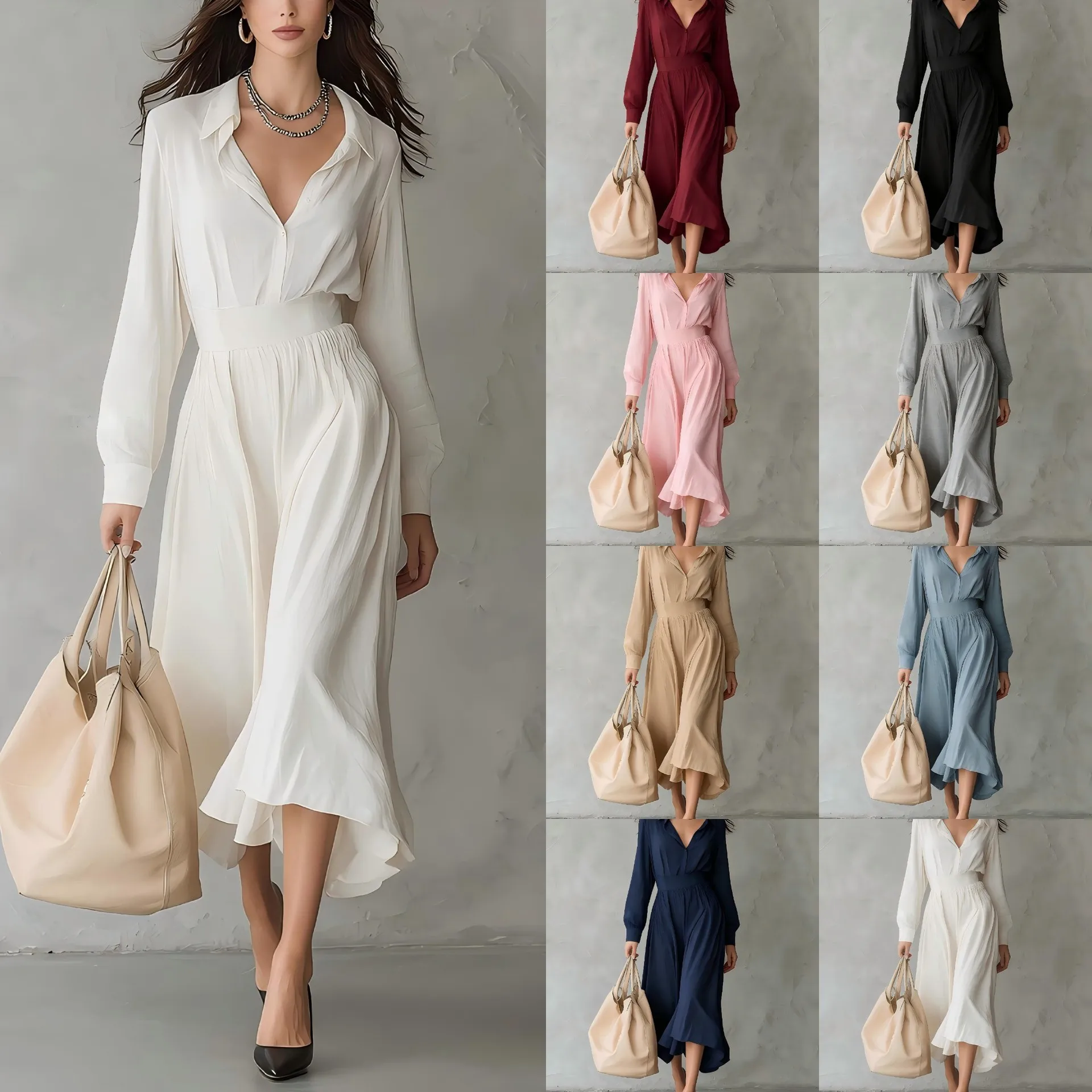 Summer Spring Women's Clothing Slim Fit Long Sleeve High Waist Dress For Elegant Casual Midi Polyester Knit Drapey Style
Summer Spring Women's Clothing Slim Fit Long Sleeve High Waist Dress For Elegant Casual Midi Polyester Knit Drapey Style