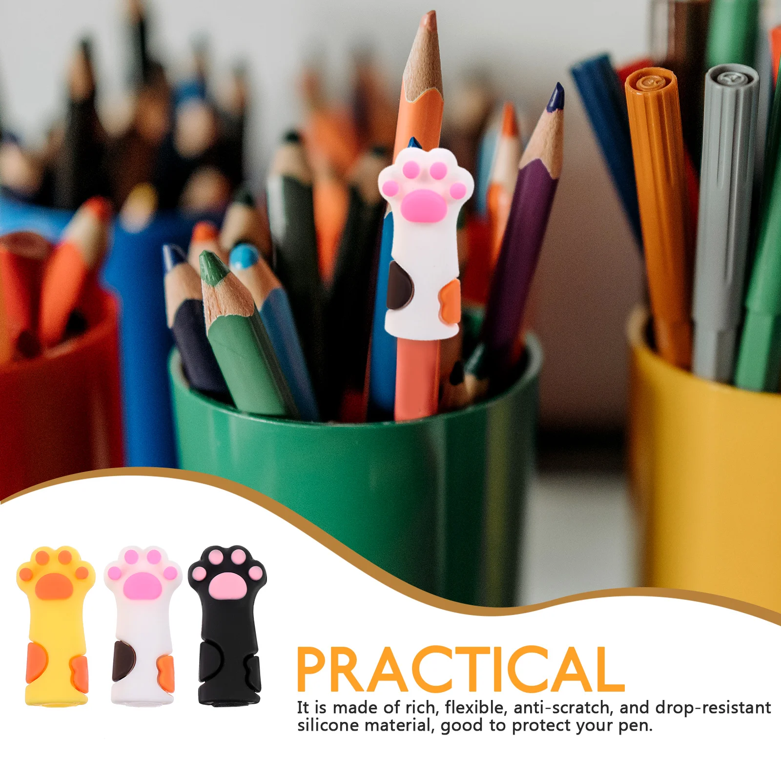 6 Pcs Caps Paw Extenders Silicone Pencil Lovely Covers Protectors 3 Colors Pencil Shield School Supplies
6 Pcs Caps Paw Extenders Silicone Pencil Lovely Covers Protectors 3 Colors Pencil Shield School Supplies