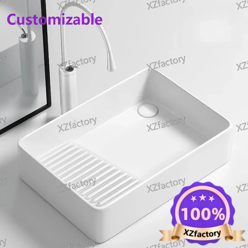 Factory Direct 2026 Top RatedCeramic Countertop Basin Bathroom Sinks Washing Machine Cabinet Side Drain Washbasin with Washboard
Factory Direct 2026 Top RatedCeramic Countertop Basin Bathroom Sinks Washing Machine Cabinet Side Drain Washbasin with Washboard