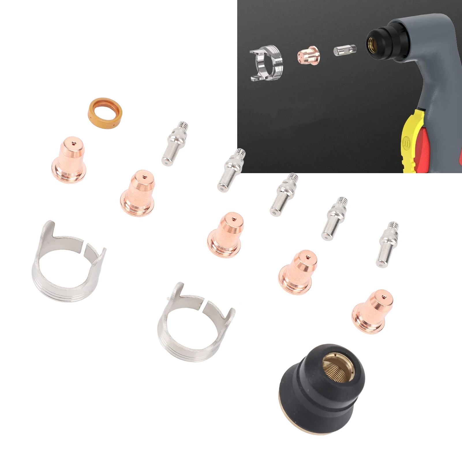 48 Pieces Set Cutting Torch Consumables IPT40 Tip Electrodes Nozzles Shield Cups Stand Off Guide for CUT 55DS Pro CUT 65DS
48 Pieces Set Cutting Torch Consumables IPT40 Tip Electrodes Nozzles Shield Cups Stand Off Guide for CUT 55DS Pro CUT 65DS