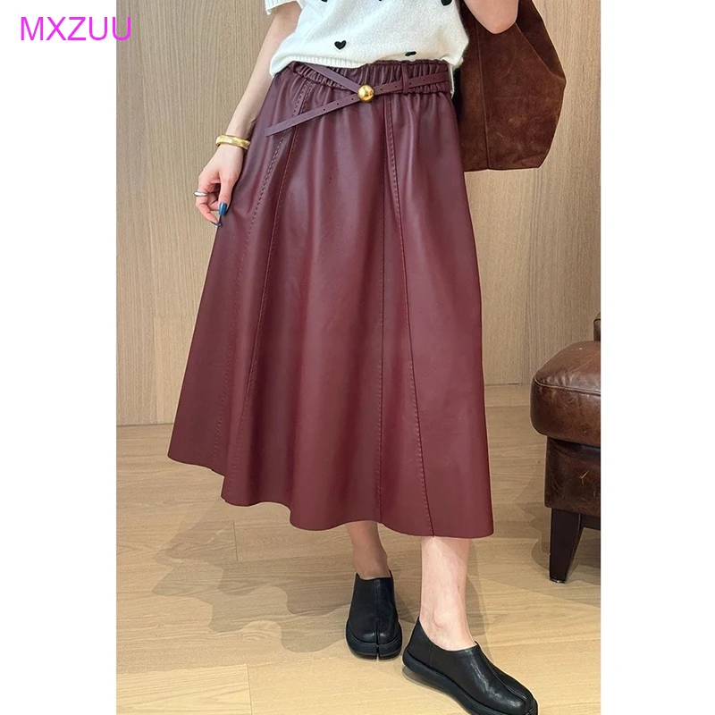 Planted Tanned Sheepskin Leather Skirts Female High Waist Elastic Waist Arch Needle Big Hem Belt Slim Umbrella Skirt Long Skirt
Planted Tanned Sheepskin Leather Skirts Female High Waist Elastic Waist Arch Needle Big Hem Belt Slim Umbrella Skirt Long Skirt