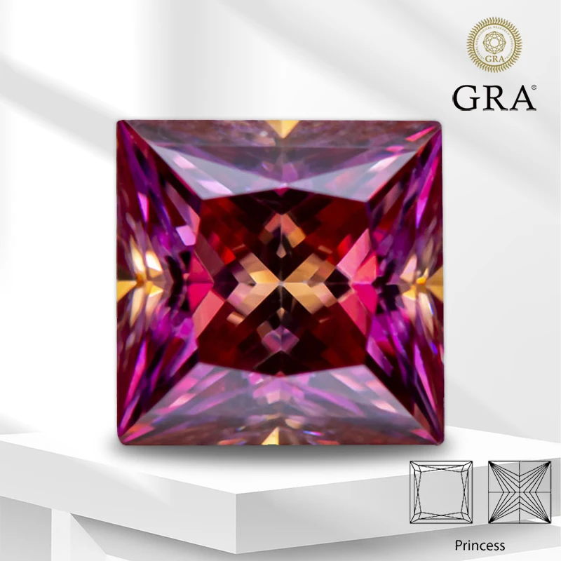 Moissanite Lab Diamond Watermelon Red Color Princess Cut with GRA Certificate Advanced Jewelry Making Materials diy
Moissanite Lab Diamond Watermelon Red Color Princess Cut with GRA Certificate Advanced Jewelry Making Materials diy