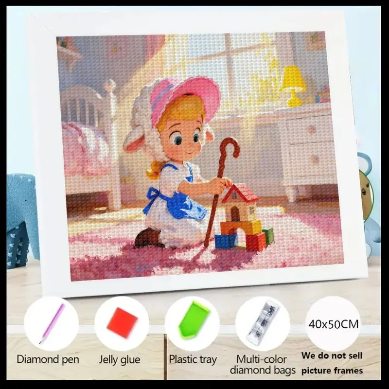 1PC 40x50CM 5D DIY Full Drill Diamond Painting Kit, Cute Cartoon Little Bo Peep Shepherdess Girl Playing with Building Blocks in
1PC 40x50CM 5D DIY Full Drill Diamond Painting Kit, Cute Cartoon Little Bo Peep Shepherdess Girl Playing with Building Blocks in