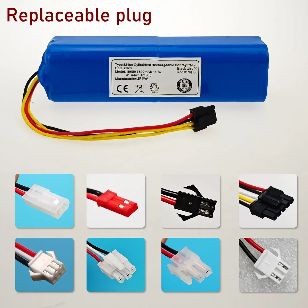 New 14.8V 6800mAh INR18650 MH1-4S2P-300S Robot Battery for Cecotec Conga 5090 5490 6090 Robotic Vacuum Cleaner
New 14.8V 6800mAh INR18650 MH1-4S2P-300S Robot Battery for Cecotec Conga 5090 5490 6090 Robotic Vacuum Cleaner