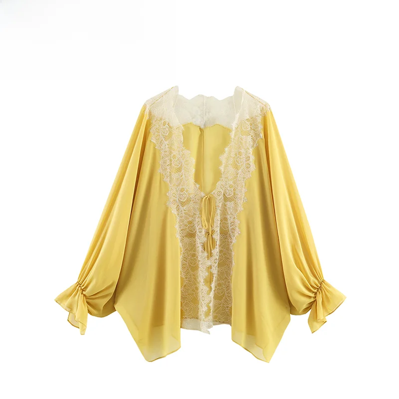 Summer New Style ZR Women's Lace Splicing Shirt Long Sleeve Polyester Fabric Anti-deformation European Style Fashion Design
Summer New Style ZR Women's Lace Splicing Shirt Long Sleeve Polyester Fabric Anti-deformation European Style Fashion Design