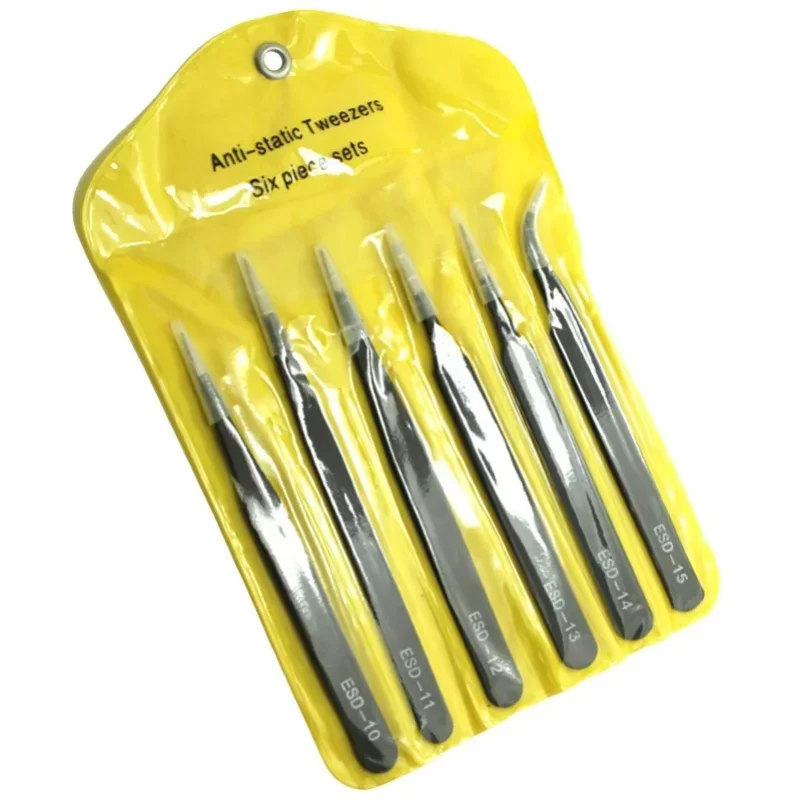 Galacok 6PCS Precision Tweezers Set ESD Anti Static Stainless Steel Tweezers Repair Tools for Electronics Repair Soldering Craft
Galacok 6PCS Precision Tweezers Set ESD Anti Static Stainless Steel Tweezers Repair Tools for Electronics Repair Soldering Craft