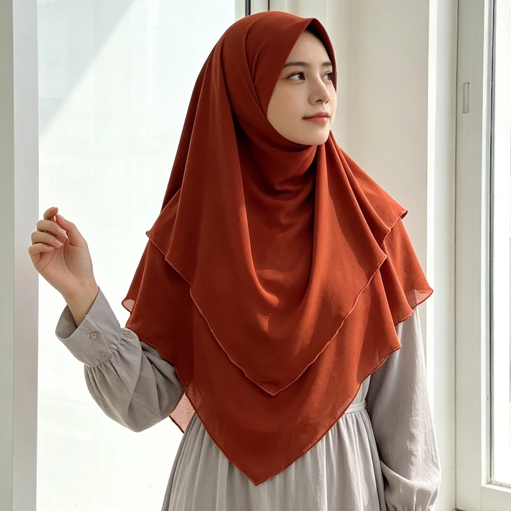 Muslim Women Khimar Two Layer Chiffon Hijab Islamic Headscarf Eid Amira Ramadan Prayer Garment Headdress Turkish Shawl Wrap Tops
Muslim Women Khimar Two Layer Chiffon Hijab Islamic Headscarf Eid Amira Ramadan Prayer Garment Headdress Turkish Shawl Wrap Tops