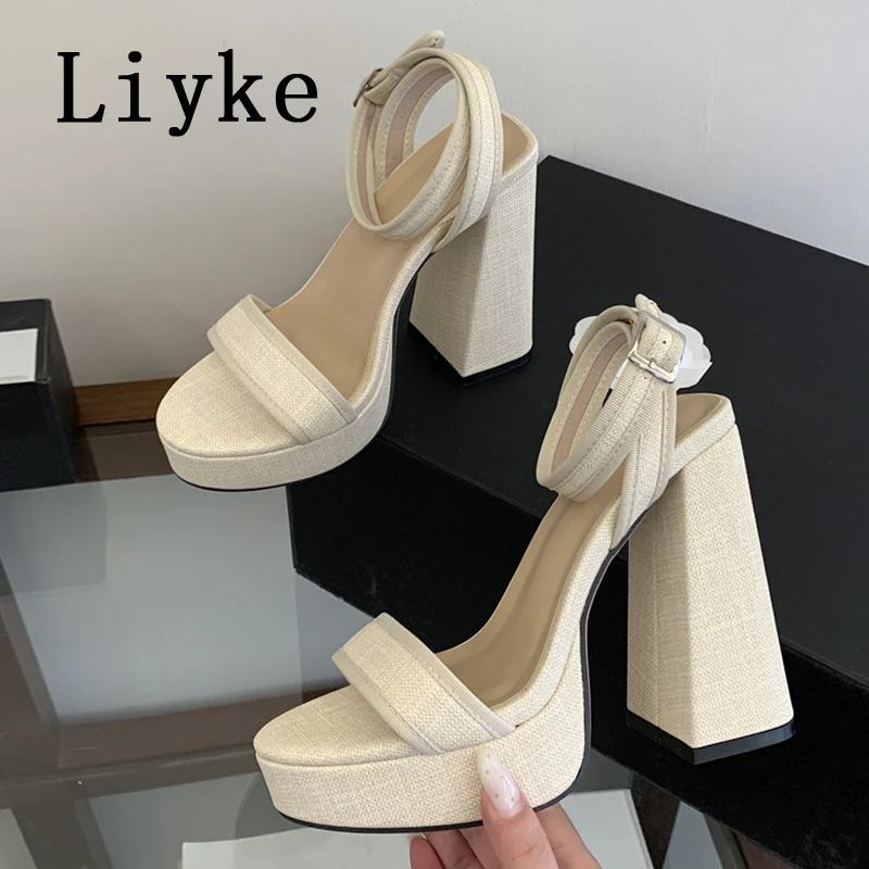 Liyke Summer White Thick High Heels Ladies Shoes Fashion Open Toe Ankle Buckle Strap Women Chunky Platform Sandals Size 35-42
Liyke Summer White Thick High Heels Ladies Shoes Fashion Open Toe Ankle Buckle Strap Women Chunky Platform Sandals Size 35-42