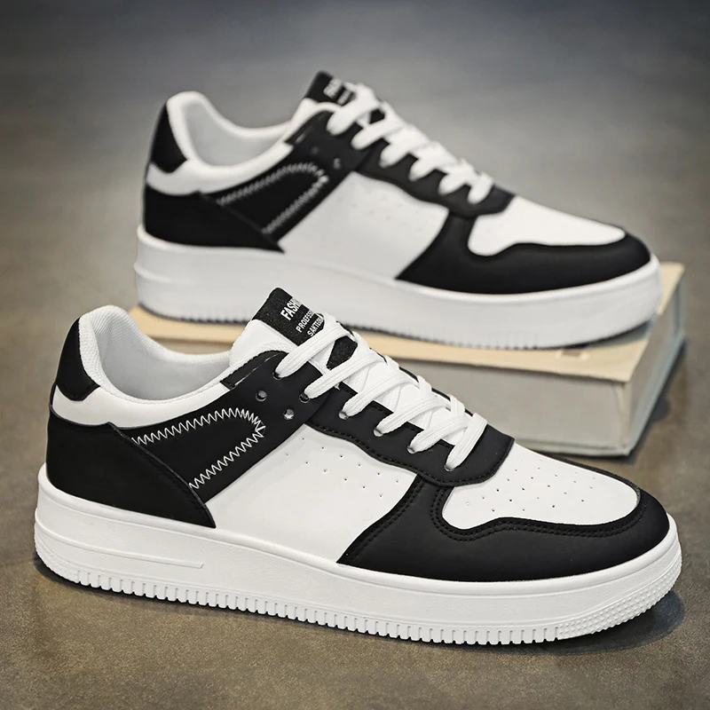 MenBlackWhiteTwoTonePlatformSkateSneakersContrastStitchDesignSoftLeatherNonSlipThick Sole Daily Street Fashion Casual Flat Shoes
MenBlackWhiteTwoTonePlatformSkateSneakersContrastStitchDesignSoftLeatherNonSlipThick Sole Daily Street Fashion Casual Flat Shoes