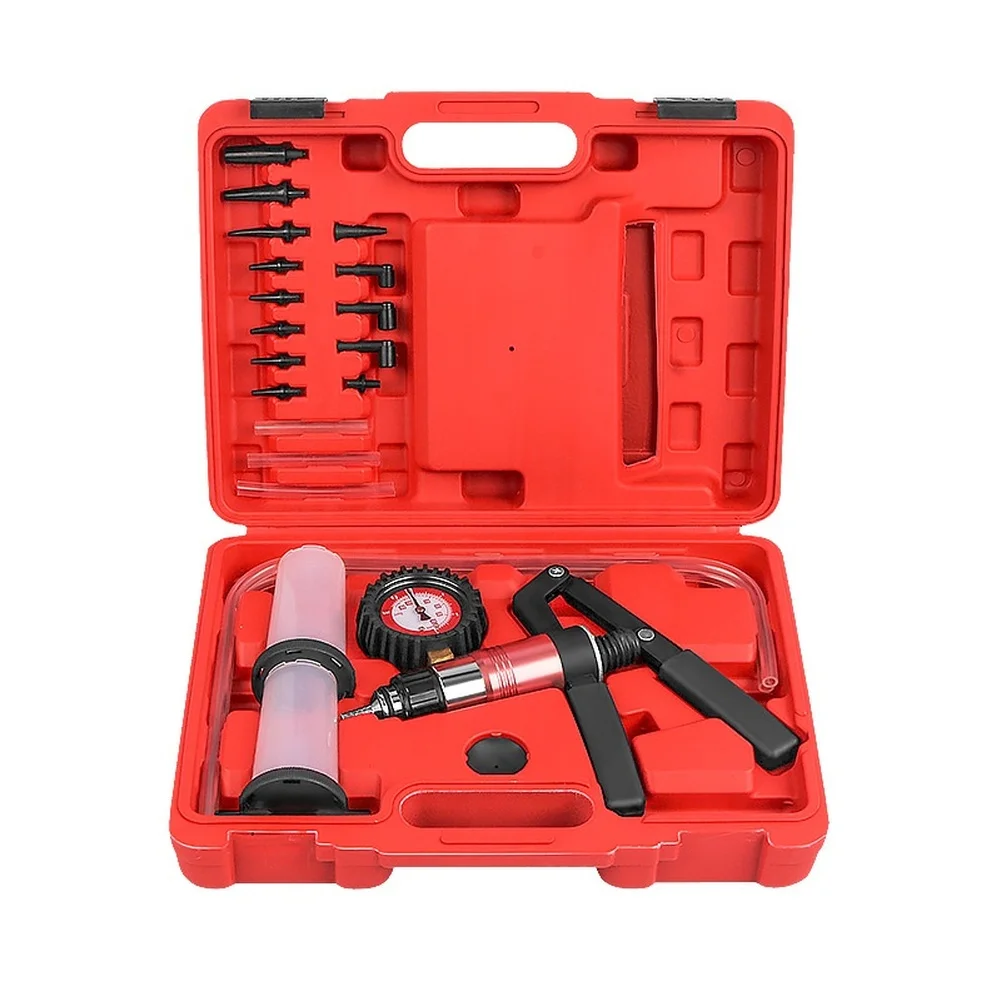 Automotive Brake Bleeder Kit with 22PCS Accessories Manual Vacuum Pump and Dual Range Pressure Gauge for Routine Maintenance
Automotive Brake Bleeder Kit with 22PCS Accessories Manual Vacuum Pump and Dual Range Pressure Gauge for Routine Maintenance