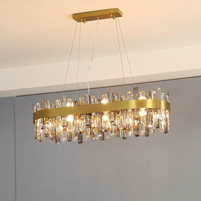 Modern Luxury Crystal Chandelier Living Room Lamp Atmospheric Smoke Gray Crystal Dining Oval Island Cabinet Lamp
Modern Luxury Crystal Chandelier Living Room Lamp Atmospheric Smoke Gray Crystal Dining Oval Island Cabinet Lamp