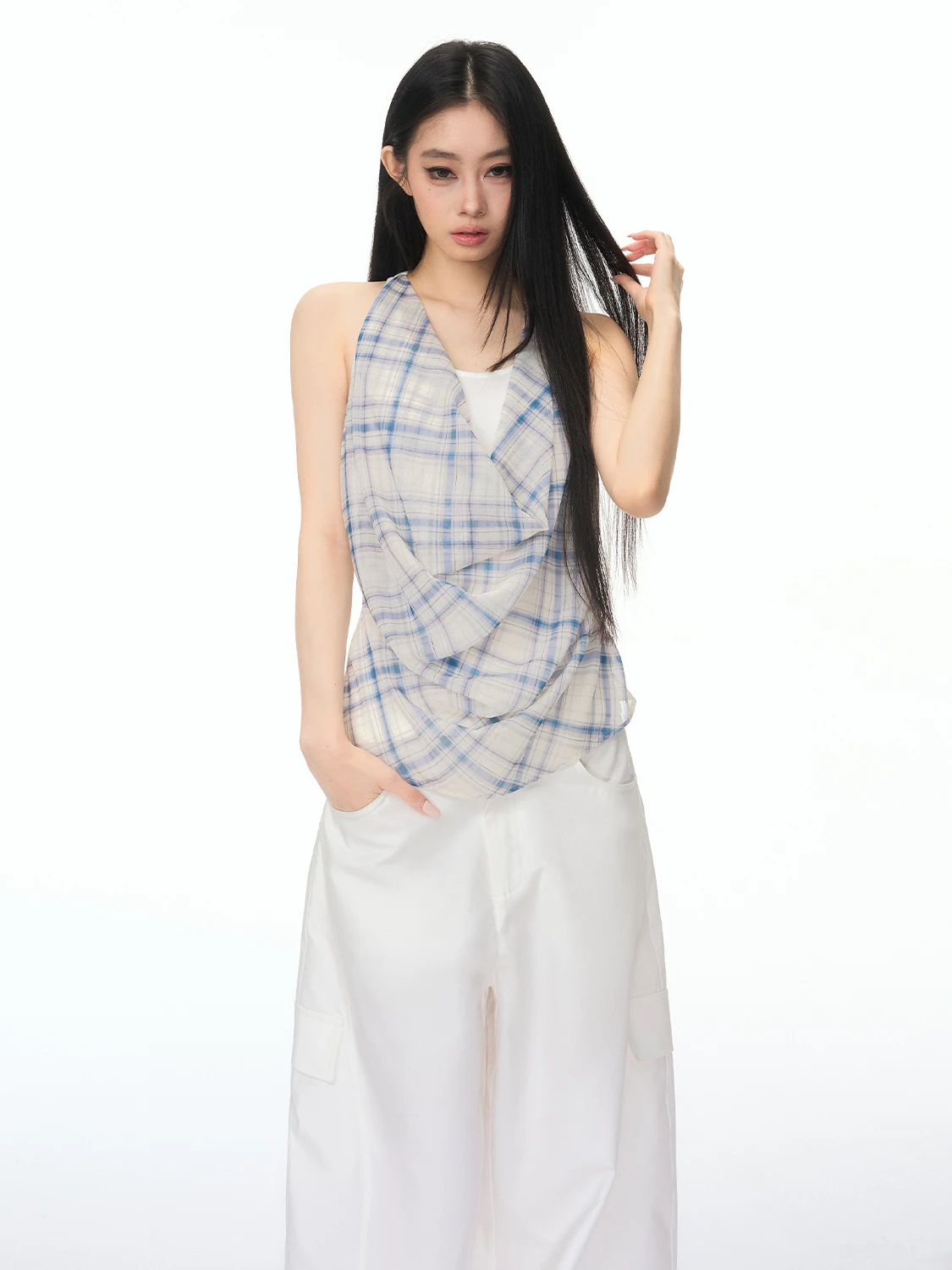 PUNCH Original Spring Summer Plaid Chiffon Halter Fake Two-Piece Vest Spicy Girl Fashion Women's Outerwear Regular Length
PUNCH Original Spring Summer Plaid Chiffon Halter Fake Two-Piece Vest Spicy Girl Fashion Women's Outerwear Regular Length