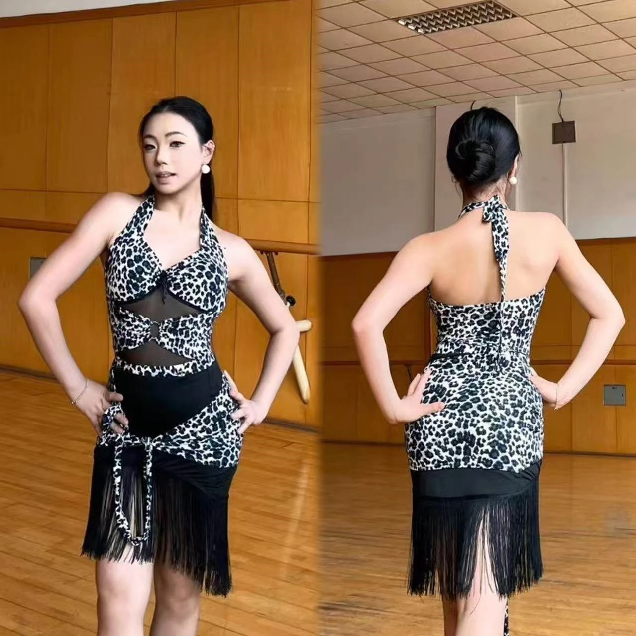 Сексуальная леопардовая одежда для латинских танцев, женские топы с бретелькой на шее, юбка с бахромой, одежда для танцевальной практики ча-ча-румбы, платье для выступлений DNV26024
Сексуальная леопардовая одежда для латинских танцев, женские топы с бретелькой на шее, юбка с бахромой, одежда для танцевальной практики ча-ча-румбы, платье для выступлений DNV26024