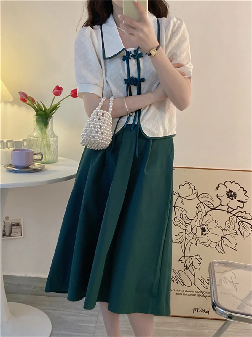 PLAMTEE Chinese Style Suits Summer Chic Gentle Women OL Sweet Shirts 2023 New Office Lady High Waist Slim Long Skirts Sets
PLAMTEE Chinese Style Suits Summer Chic Gentle Women OL Sweet Shirts 2023 New Office Lady High Waist Slim Long Skirts Sets