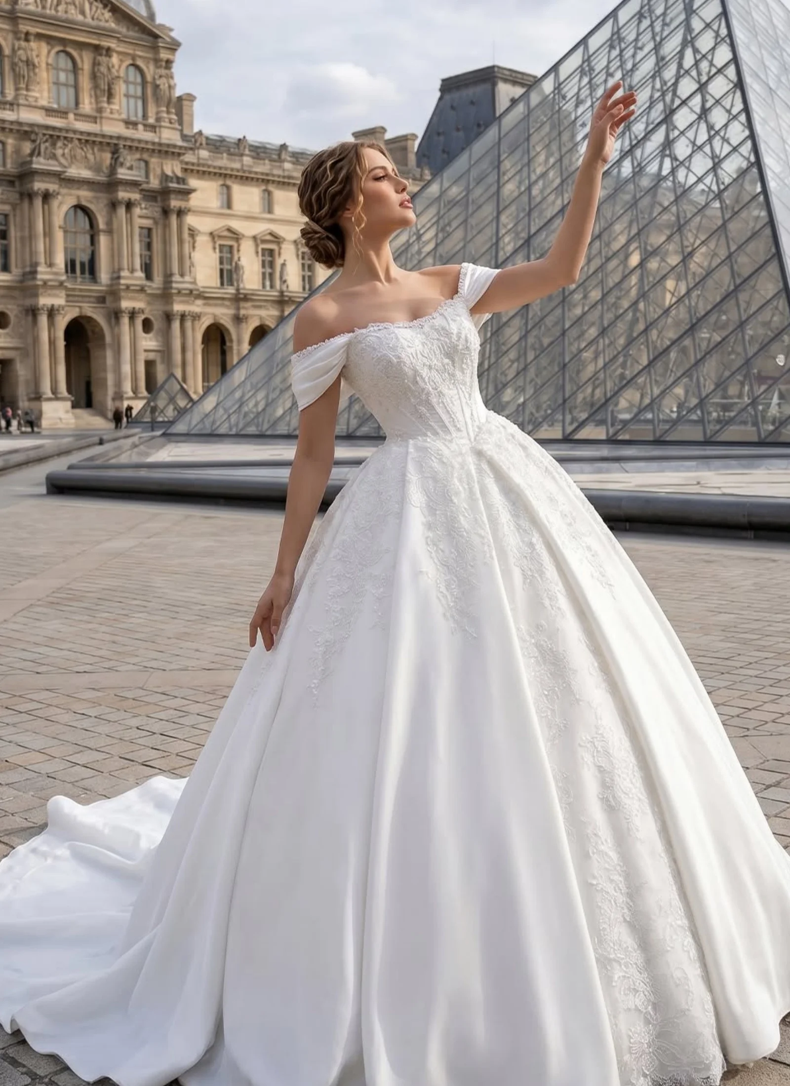 Luxury White V Neck Wedding Dress with Shoulder Straps Off-Shoulder Lace Appliqued Bridal Gown vestidos de novia Customized
Luxury White V Neck Wedding Dress with Shoulder Straps Off-Shoulder Lace Appliqued Bridal Gown vestidos de novia Customized