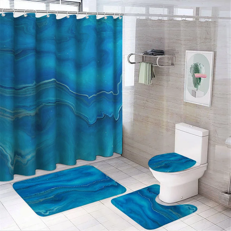 Ocean Wave Bathroom Decor Set - Blue Water Ripple Shower Curtain with Matching Mats Refreshing Ocean Bath Set
Ocean Wave Bathroom Decor Set - Blue Water Ripple Shower Curtain with Matching Mats Refreshing Ocean Bath Set