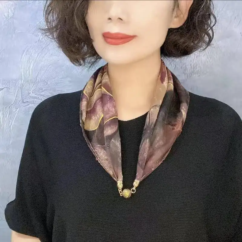 New Fashion Magnetic Buckle Satin Scarf Women's Versatile Spring Autumn Season Multi-Functional Scarf Warmth Providing Accessory
New Fashion Magnetic Buckle Satin Scarf Women's Versatile Spring Autumn Season Multi-Functional Scarf Warmth Providing Accessory