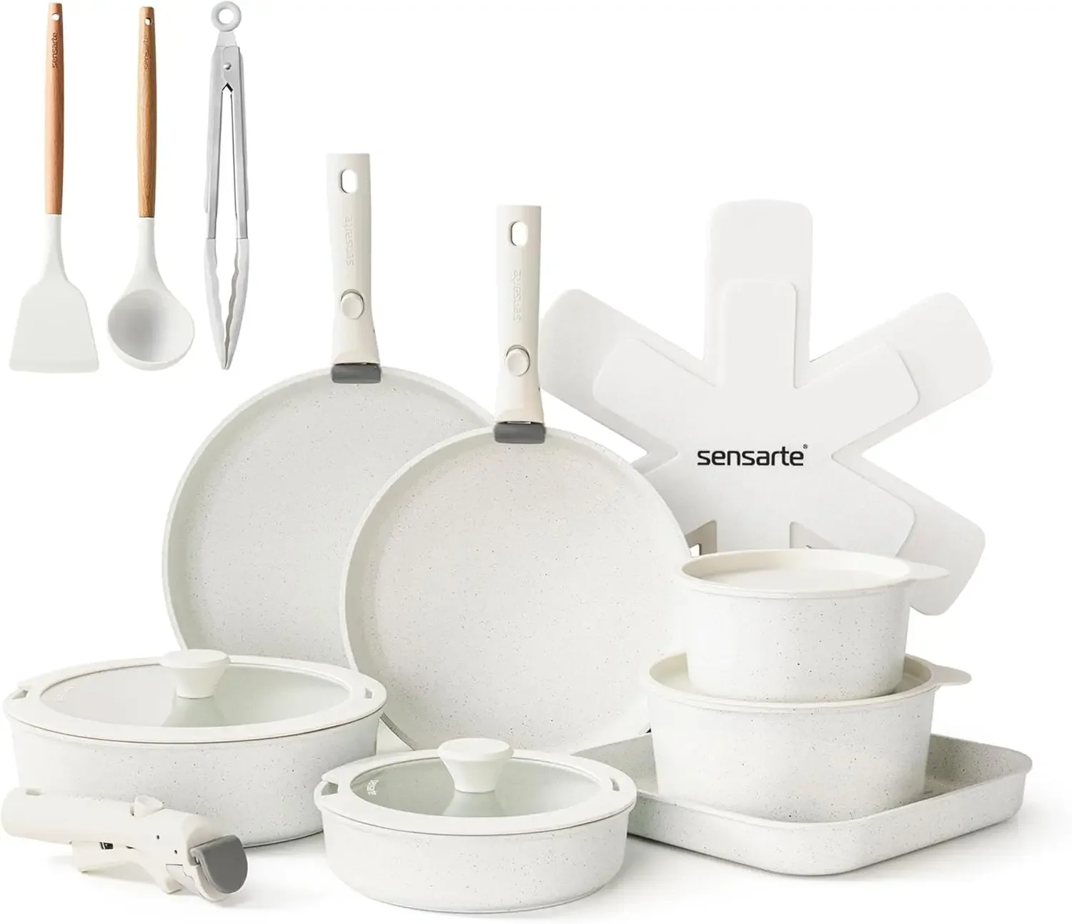 SENSARTE 23 piece cookware set, non stick detachable handle, non stick RV, dishwasher and oven safe, PFOA free
SENSARTE 23 piece cookware set, non stick detachable handle, non stick RV, dishwasher and oven safe, PFOA free