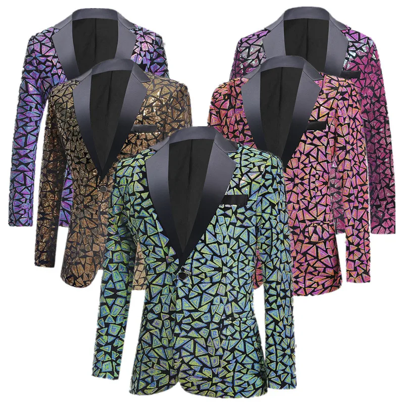 New Men Sequin Suit Single-button Jacket Fashion Singer Pianist Stage Performance Luxury Dress Blazer
New Men Sequin Suit Single-button Jacket Fashion Singer Pianist Stage Performance Luxury Dress Blazer