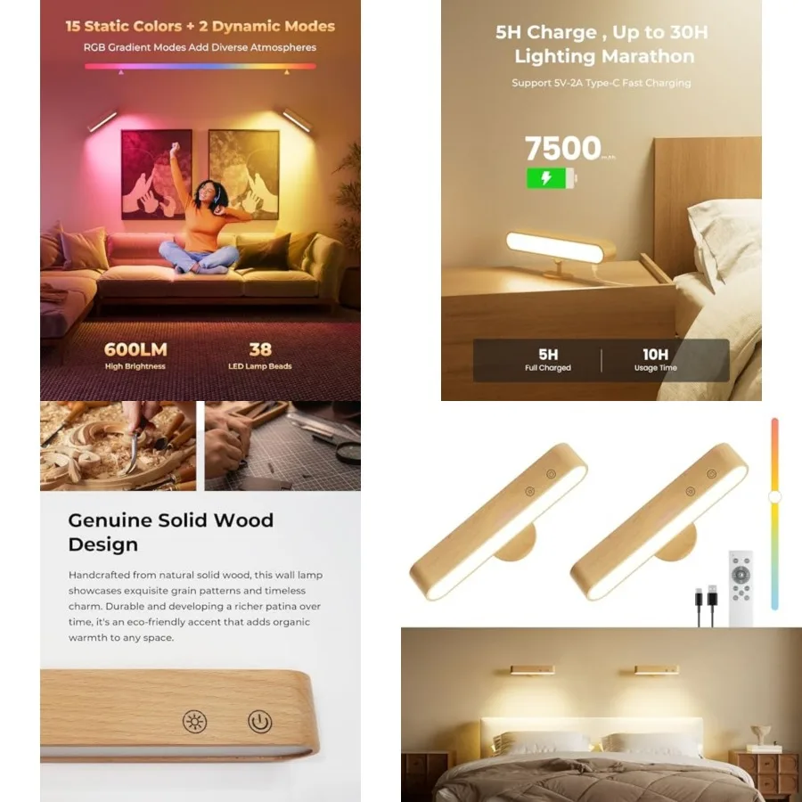Rechargeable LED Wall Sconces Set of Two, Wall Lights for Bedroom with Remote Control and Touch, 360° Magnetic Rotation, 3 Colo
Rechargeable LED Wall Sconces Set of Two, Wall Lights for Bedroom with Remote Control and Touch, 360° Magnetic Rotation, 3 Colo