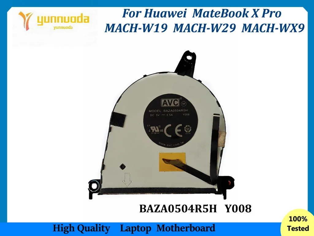 Original For Huawei MateBook X Pro MACH-W19 MACH-W29 MACH-WX9 Laptop CPU Cooling Fan BAZA0504R5H Y008 tested good
Original For Huawei MateBook X Pro MACH-W19 MACH-W29 MACH-WX9 Laptop CPU Cooling Fan BAZA0504R5H Y008 tested good