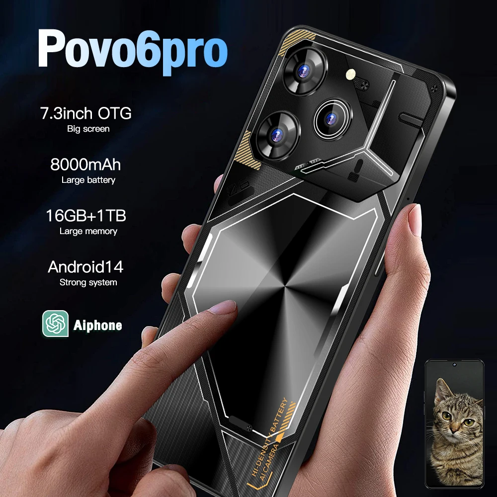 Original For Brand Smartphone 7.3 inch New Povo6 pro Full Screen 4G 5G Cell Phone 8000mAh Mobile Phones Global Version
Original For Brand Smartphone 7.3 inch New Povo6 pro Full Screen 4G 5G Cell Phone 8000mAh Mobile Phones Global Version