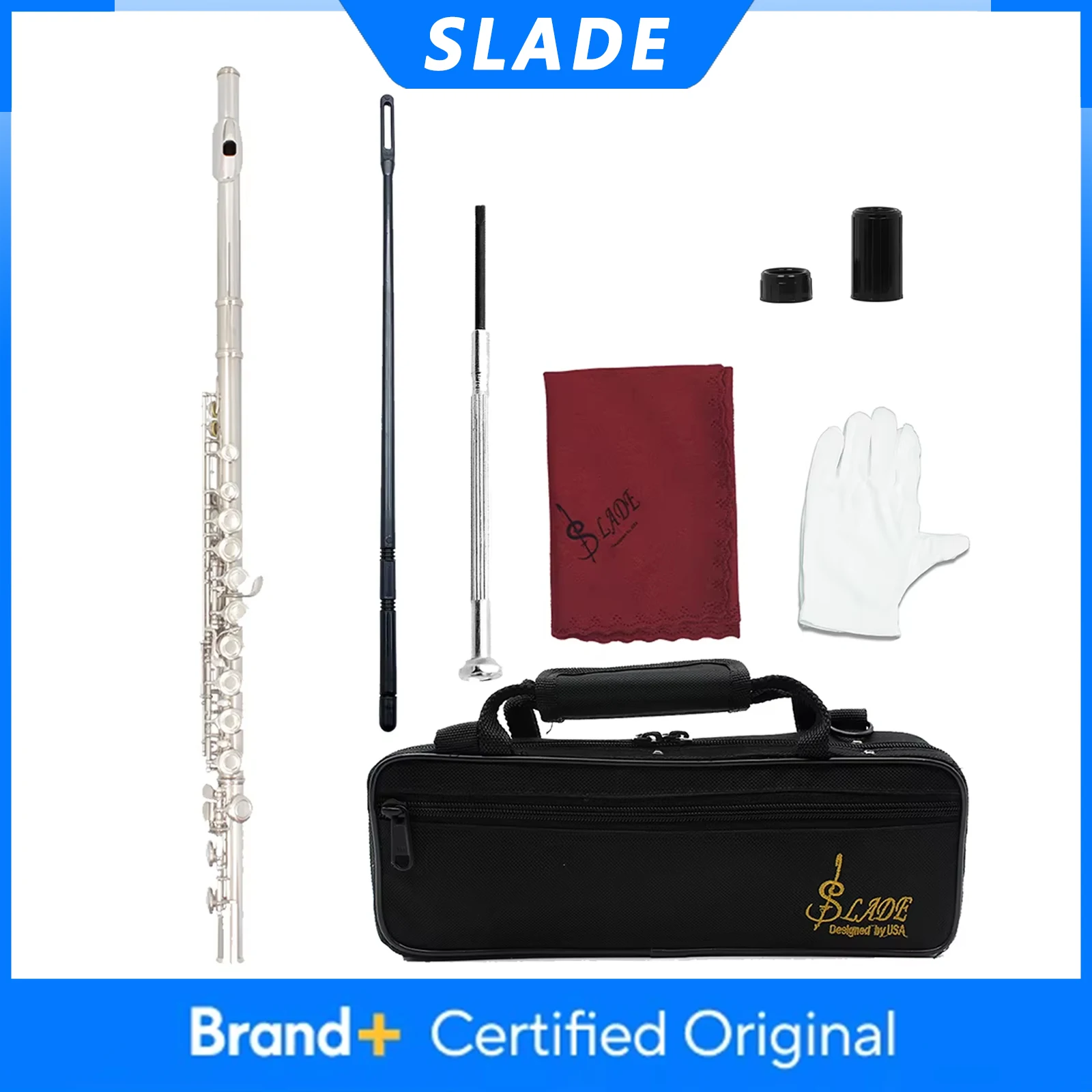 Флейта SLADE C-типа, 16 клапанов, с закрытыми/открытыми отверстиями, посеребренная, концертная, деревянный духовой инструмент, в комплекте: коробка, салфетка для чистки, палочка, перчатки
Флейта SLADE C-типа, 16 клапанов, с закрытыми/открытыми отверстиями, посеребренная, концертная, деревянный духовой инструмент, в комплекте: коробка, салфетка для чистки, палочка, перчатки