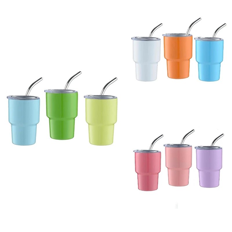 3 Piece Mini Tumbler Shot Glass Double Wall Tumbler Shot Glasses With Straw & Lid,2Oz (A)
3 Piece Mini Tumbler Shot Glass Double Wall Tumbler Shot Glasses With Straw & Lid,2Oz (A)
