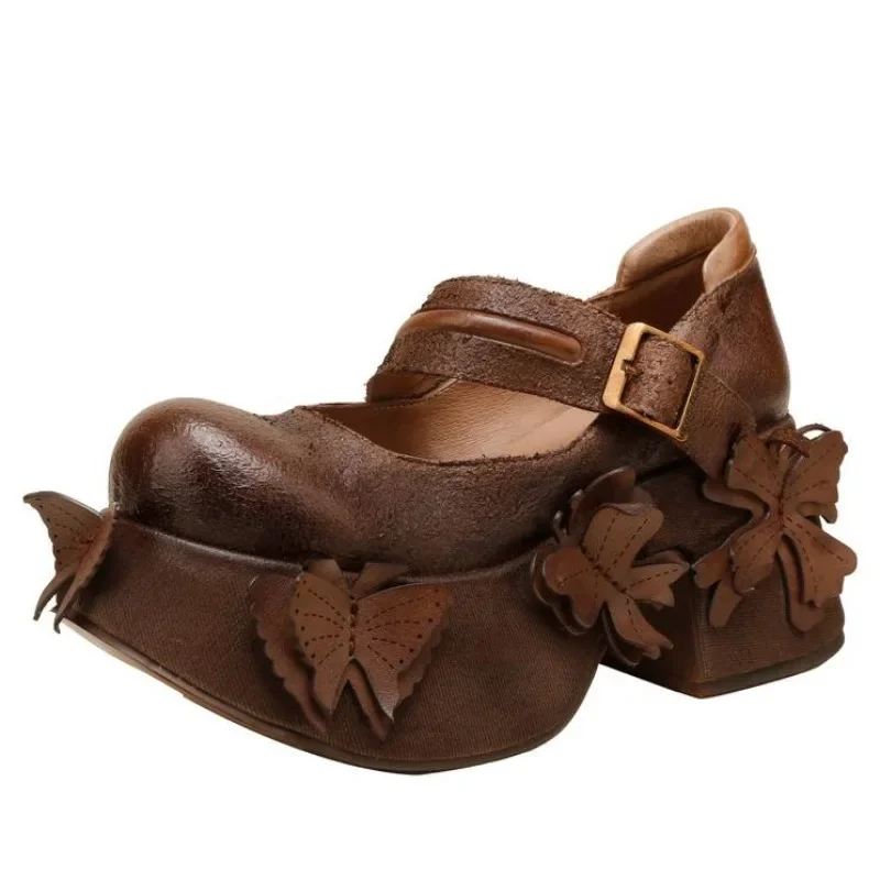 8.5CM Retro Genuine Leather Thick Sole Platform Shoes Women Summer New Fashion Waterproof Comfort Round Toe Handmade Sandals
8.5CM Retro Genuine Leather Thick Sole Platform Shoes Women Summer New Fashion Waterproof Comfort Round Toe Handmade Sandals