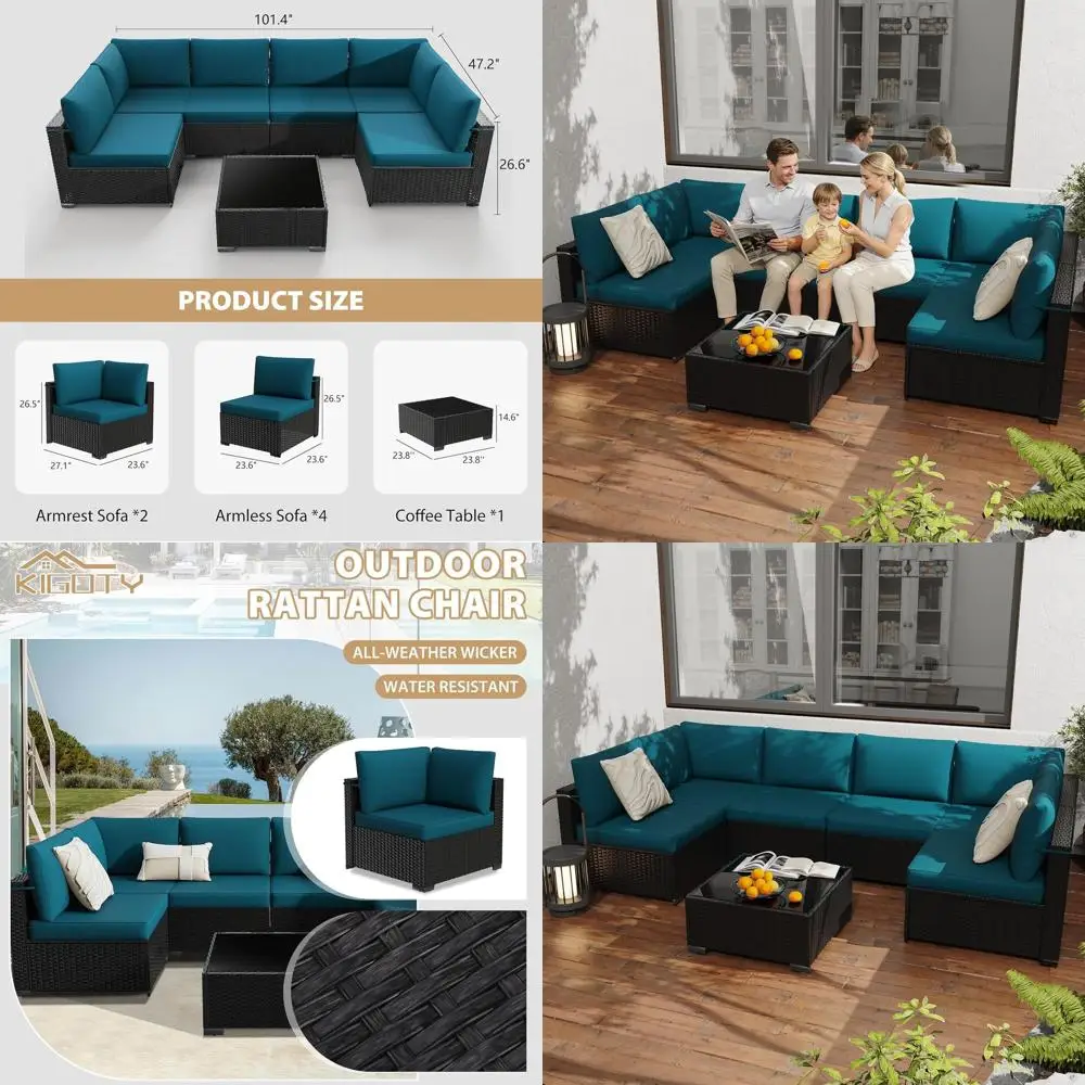Patio urniture Set,7 Pieodular Outdoor Sectional Soa, PE Rattan Patio Contion Set, All Weather Wicker Patio urniture with Cushio
Patio urniture Set,7 Pieodular Outdoor Sectional Soa, PE Rattan Patio Contion Set, All Weather Wicker Patio urniture with Cushio