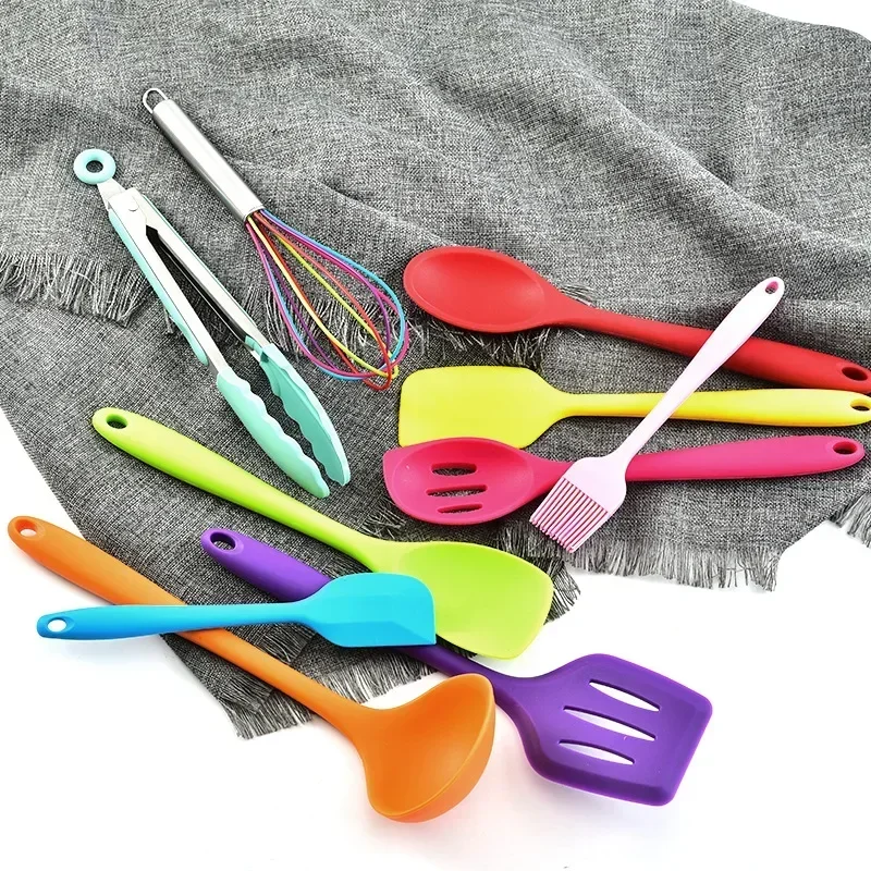Colorful Silicone Kitchen Ware 10-Piece All-Inclusive Kitchen Supplies Cooking Silicone Pot Ladel Kitchen Utensil Set
Colorful Silicone Kitchen Ware 10-Piece All-Inclusive Kitchen Supplies Cooking Silicone Pot Ladel Kitchen Utensil Set