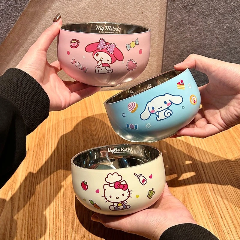 Sanrio Hello Kitty My Melody Anime Cartoon Stainless Steel Rice Bowl Spoon Anti Scalding and Insulated Household Tableware Set
Sanrio Hello Kitty My Melody Anime Cartoon Stainless Steel Rice Bowl Spoon Anti Scalding and Insulated Household Tableware Set