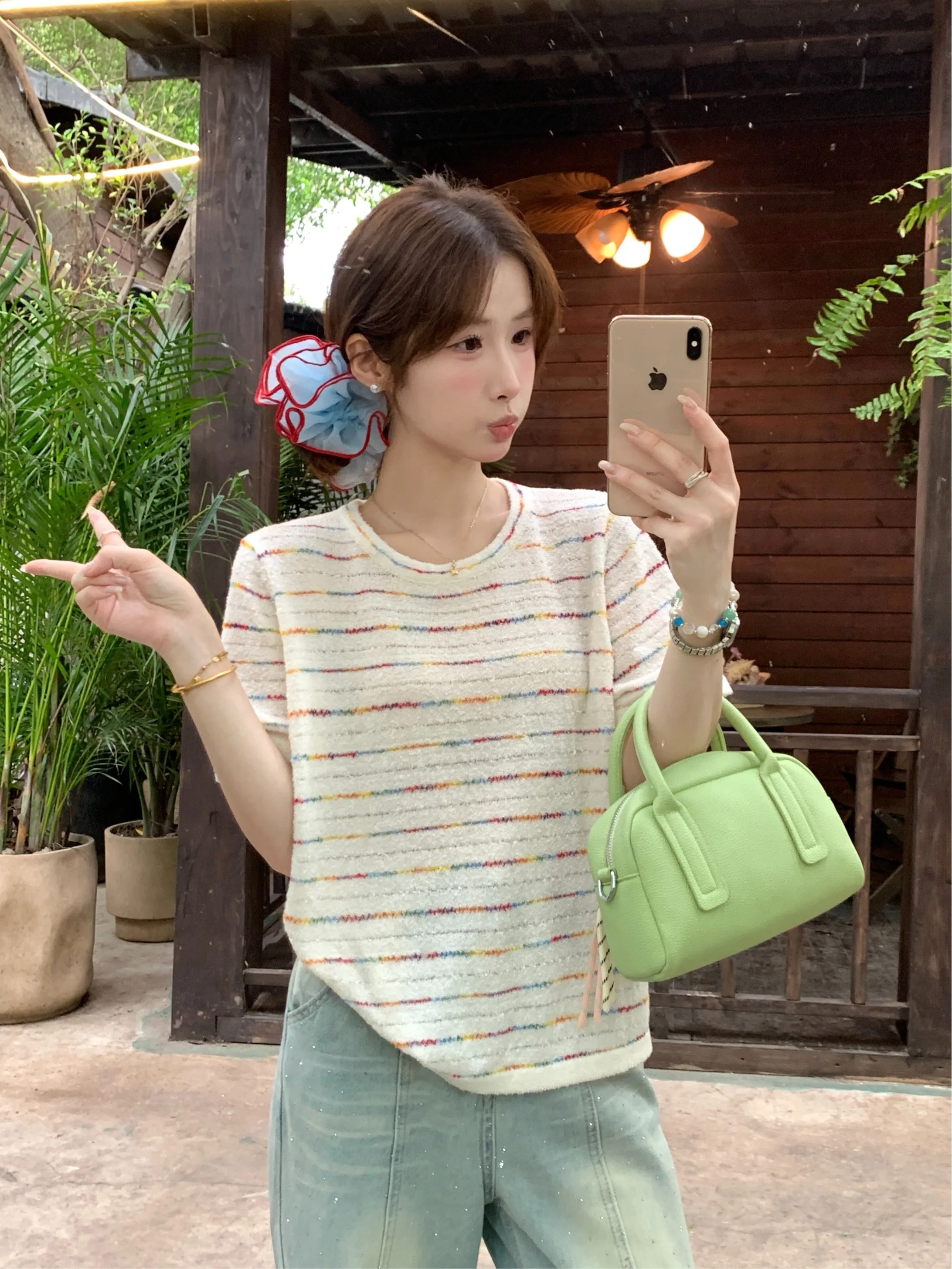 plus Size Women's Summer Stripe Short Sleeve Knitwear Loose Fit Slimming Versatile Fashionable Anti-Aging Top
plus Size Women's Summer Stripe Short Sleeve Knitwear Loose Fit Slimming Versatile Fashionable Anti-Aging Top