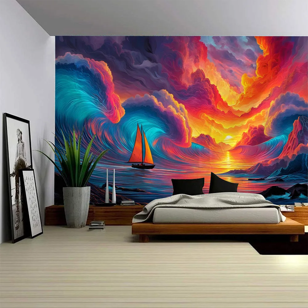 Wave oil painting tapestry wall hanging psychedelic landscape Bohemian wall art decoration Bedroom aesthetics Room decoration
Wave oil painting tapestry wall hanging psychedelic landscape Bohemian wall art decoration Bedroom aesthetics Room decoration