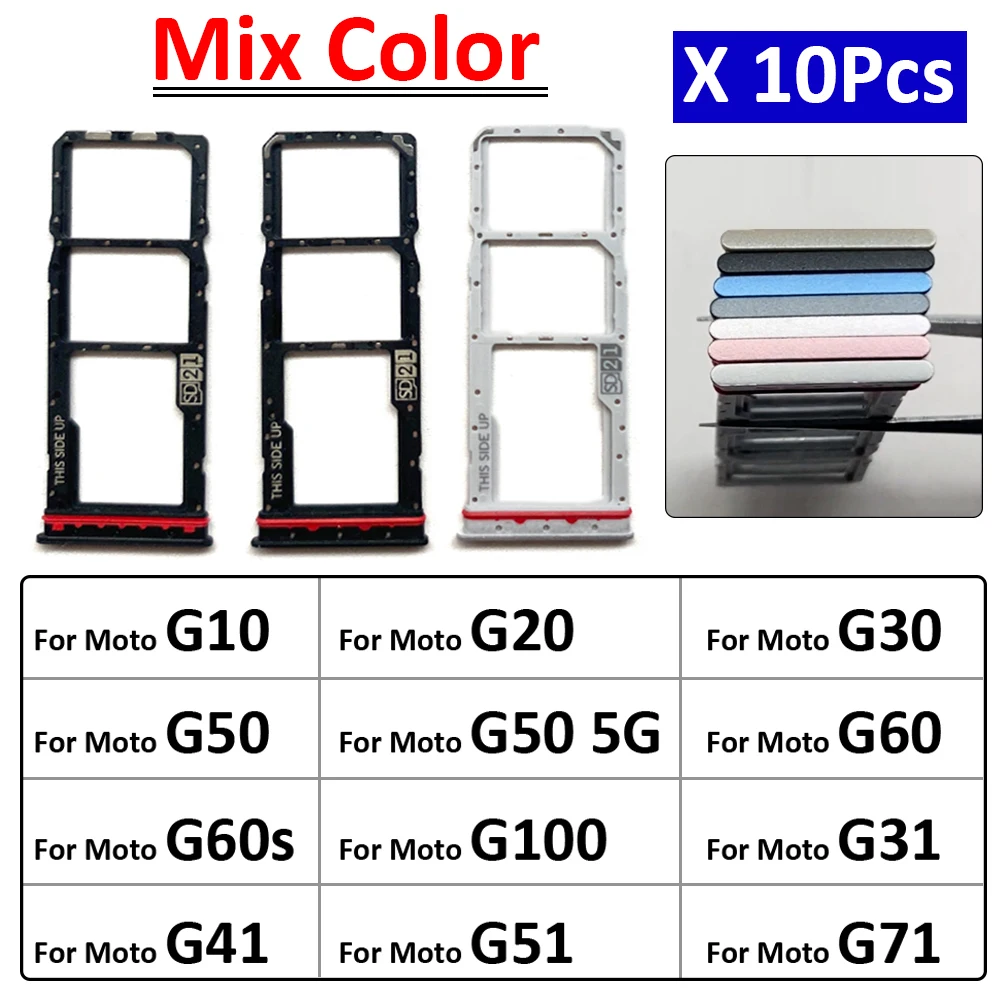 10Pcs/Lot, SIM Card Tray Slot Holder Adapter Accessories For Motorola Moto G10 G20 G30 G50 G60 G60s G100 G31 G41 G51 G71
10Pcs/Lot, SIM Card Tray Slot Holder Adapter Accessories For Motorola Moto G10 G20 G30 G50 G60 G60s G100 G31 G41 G51 G71