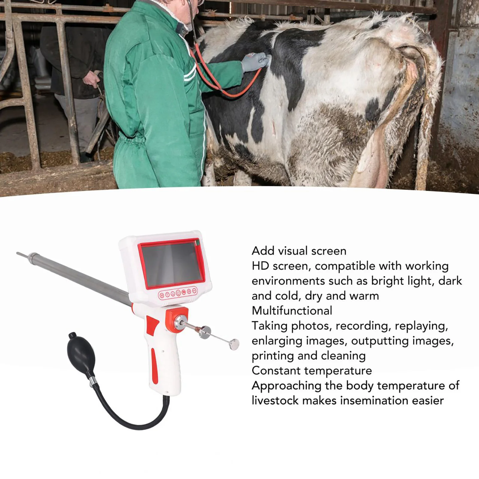 Animal Visual Insemination Gun Rotatable HD Screen Photo Record Artificial Insemination Gun
Animal Visual Insemination Gun Rotatable HD Screen Photo Record Artificial Insemination Gun