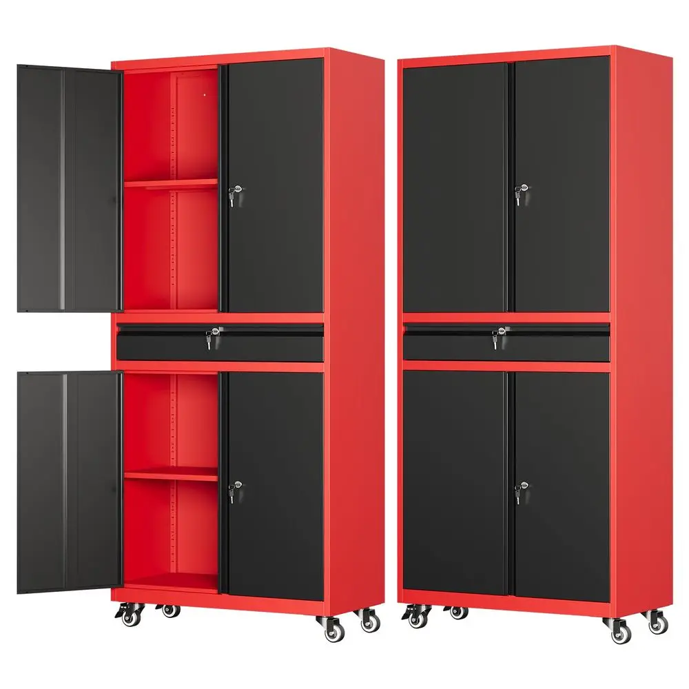 Metal Garage Storage Cabinet with Wheels Rolling Tool Storage with Locking Doors Adjustable Shelves and Drawer, Heavy Duty Stee
Metal Garage Storage Cabinet with Wheels Rolling Tool Storage with Locking Doors Adjustable Shelves and Drawer, Heavy Duty Stee
