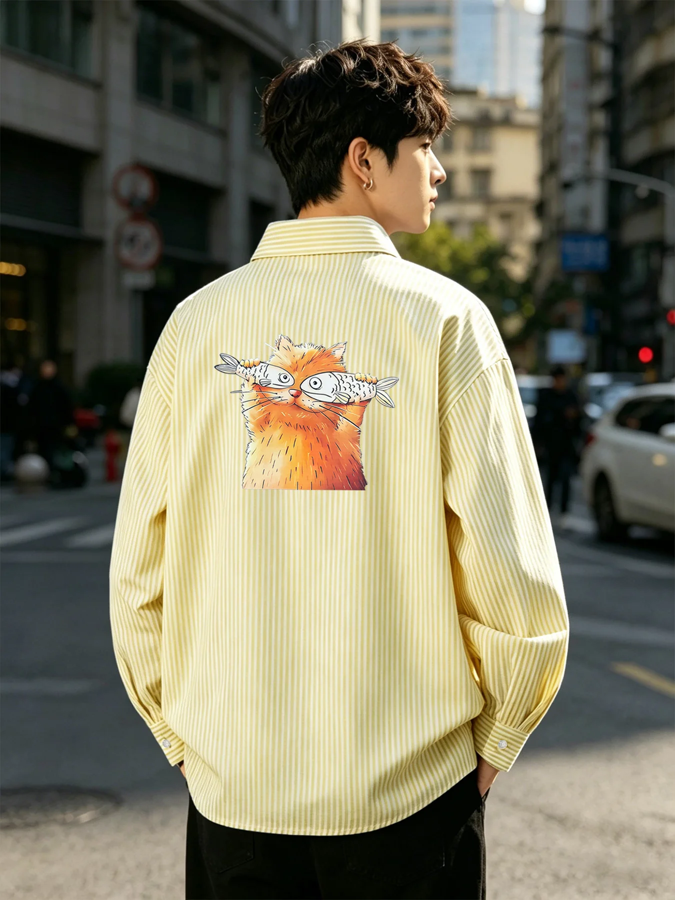 Spring and autumn trendy men's cartoon fun back pattern long-sleeve simple casual shirt
Spring and autumn trendy men's cartoon fun back pattern long-sleeve simple casual shirt