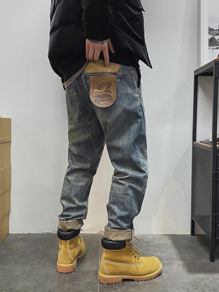 Retro American Washed Men's Loose Fit Straight Leg Jeans Youth Trendy Casual Cotton Denim Watered down Stain Trimmed
Retro American Washed Men's Loose Fit Straight Leg Jeans Youth Trendy Casual Cotton Denim Watered down Stain Trimmed