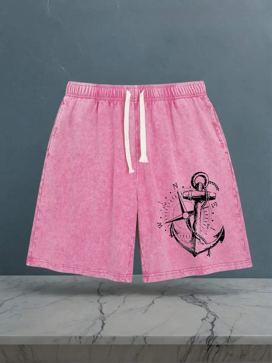 Mens Washed Vintage Shorts With Nautical Anchor Compass Print Casual Beachwear Summer
Mens Washed Vintage Shorts With Nautical Anchor Compass Print Casual Beachwear Summer