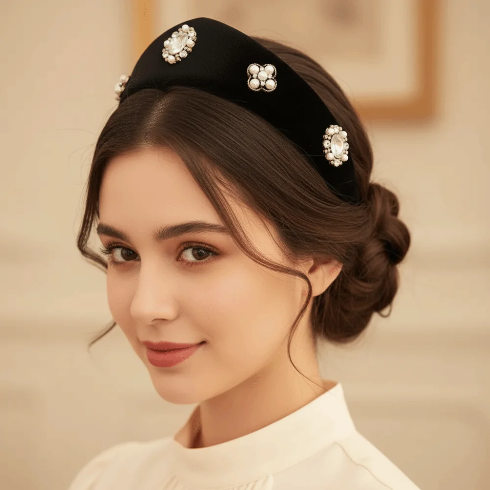 Элегантная бархатная треугольная повязка на голову в стиле ретро, обруч для волос с широким краем и короной в стиле барокко, классические британские винтажные аксессуары для волос на свадьбу
Элегантная бархатная треугольная повязка на голову в стиле ретро, обруч для волос с широким краем и короной в стиле барокко, классические британские винтажные аксессуары для волос на свадьбу