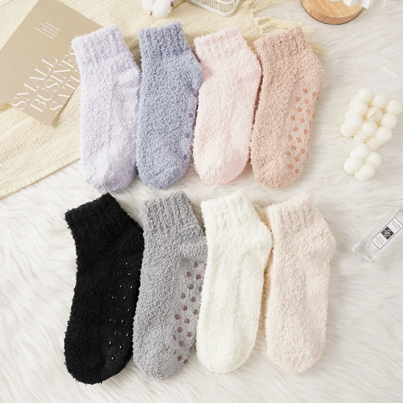 Autumn Winter Non-Slip Coral Floor Socks Women Thick Warm Thermal Home Carpet Sleep Slippers Socks Solid Color Casual Short Sock
Autumn Winter Non-Slip Coral Floor Socks Women Thick Warm Thermal Home Carpet Sleep Slippers Socks Solid Color Casual Short Sock