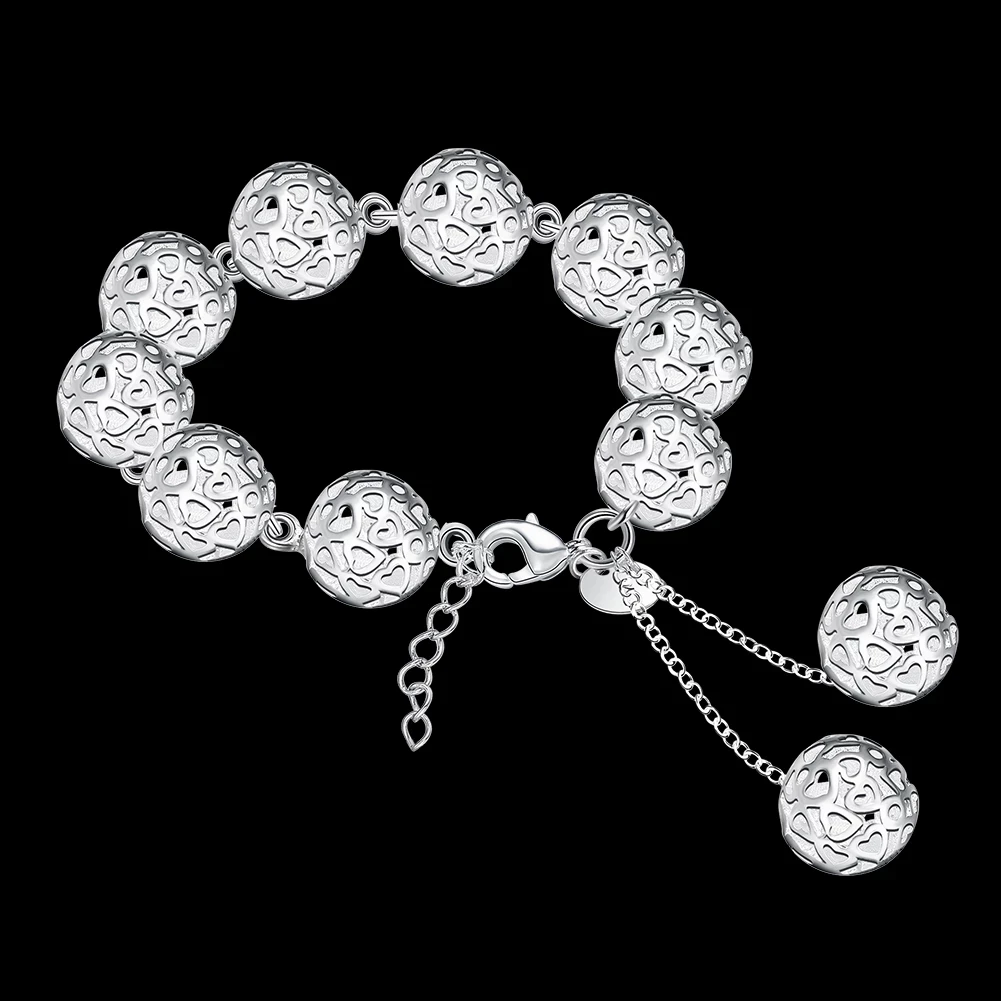 New Charm 925 Sterling Silver Bracelet For Woman Hollow Heart Ball Chain Wedding Party Christmas Gifts Fashion Jewelry
New Charm 925 Sterling Silver Bracelet For Woman Hollow Heart Ball Chain Wedding Party Christmas Gifts Fashion Jewelry