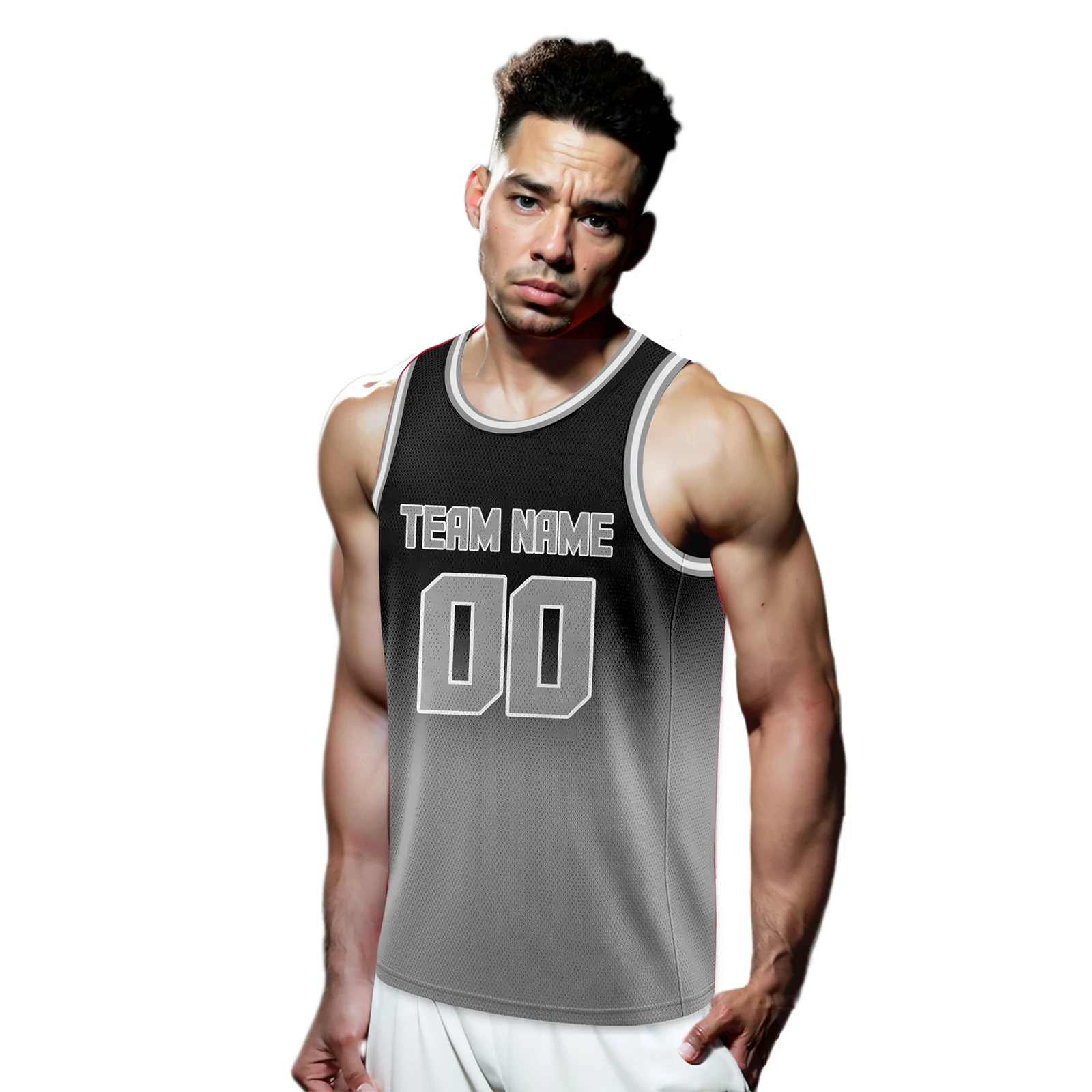 Gray Black Gradient Custom Basketball Jersey Men Women Youth Kids Printed Team Name Number Logo Personalized Basketball Uniform
Gray Black Gradient Custom Basketball Jersey Men Women Youth Kids Printed Team Name Number Logo Personalized Basketball Uniform